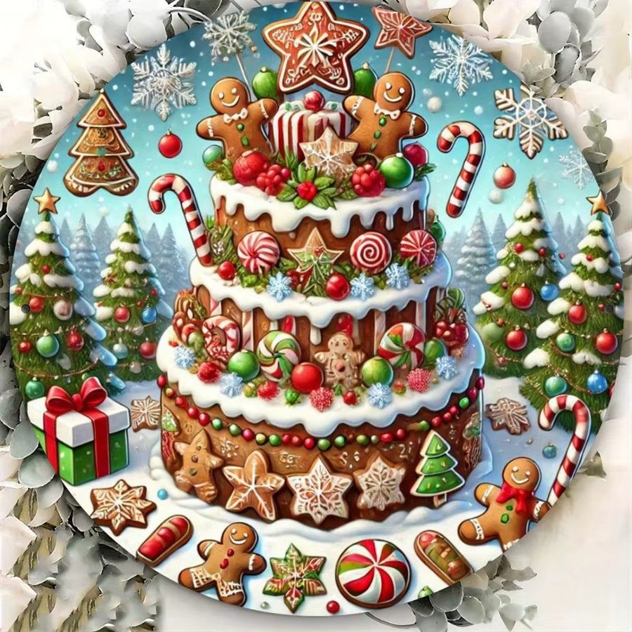 Personalisiertes Weihnachts-Lebkuchen Metallschild von CIFBUY in Multicolor zur Dekoration von Tür und Veranda - Bild 5