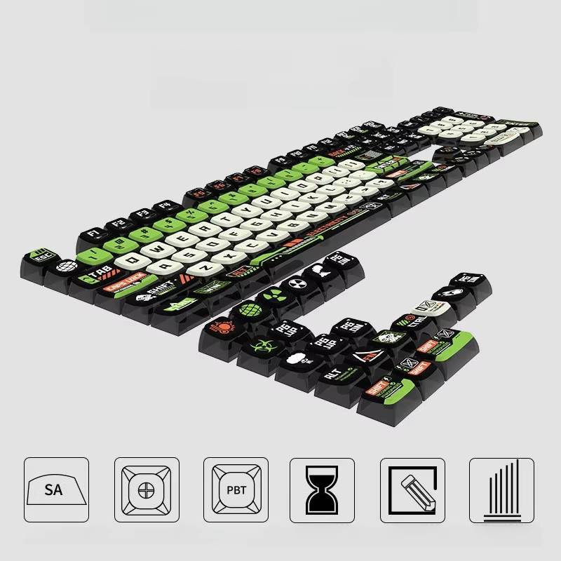 Apocalypse Pudding Keycaps Set aus PBT, vierseitig transparent, Multicolour, 125 Tasten für mechanische Tastaturen (61, 68, 75, 84, 89, 96, 98, 100 Layouts) - Bild 4