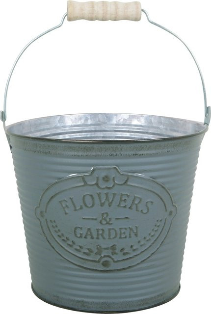 Übertopf Flowers & Garden aus Metall in Anthrazit, Durchmesser: 16,5 cm, Höhe: 14 cm - Bild 1