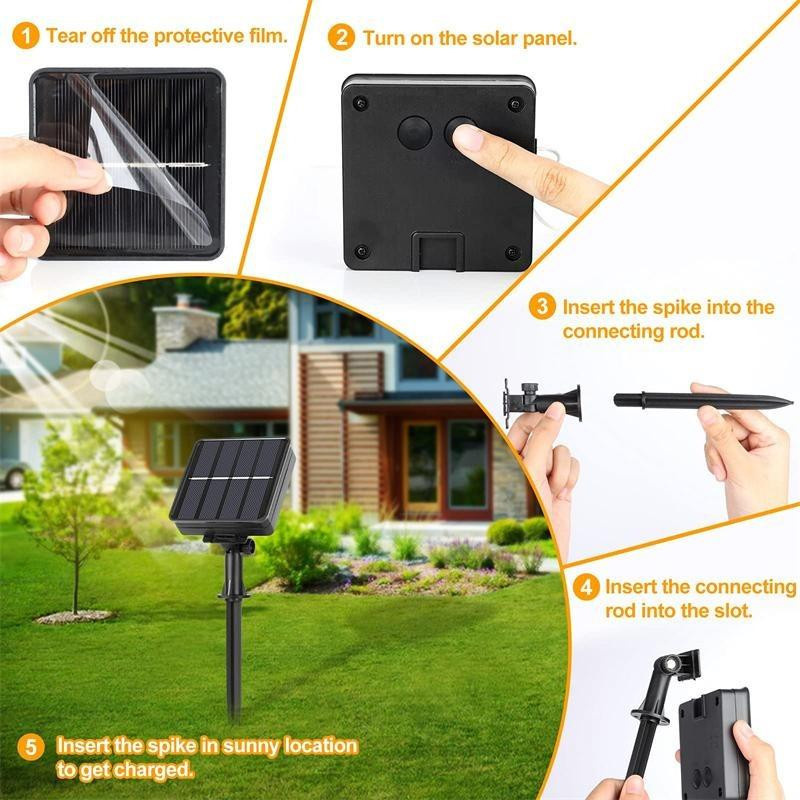 Lanzhong Home Decoration Solar LED Lichterkette Outdoor für Garten und Weihnachtsfeier, 300 LEDs, Blau, Wasserdicht IP65 - Bild 3