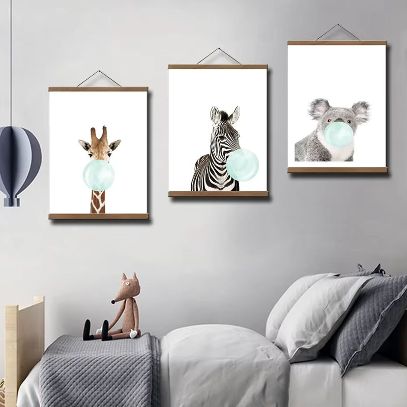 Multifunktionaler magnetischer Bilderrahmen aus Holz für die Wandmontage, minimalistischer Posterhalter mit Magnetverschluss in Braun oder Silber - Bild 3
