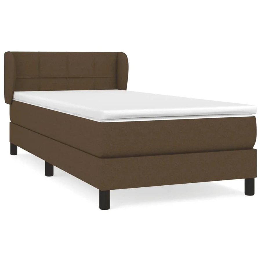 vidaXL Boxspringbett mit Matratze Dunkelbraun B/T/H: 100 x 200 cm Hybrid-Modell mit Taschenfederkern aus Lärchenholz und Stoff - Bild 2