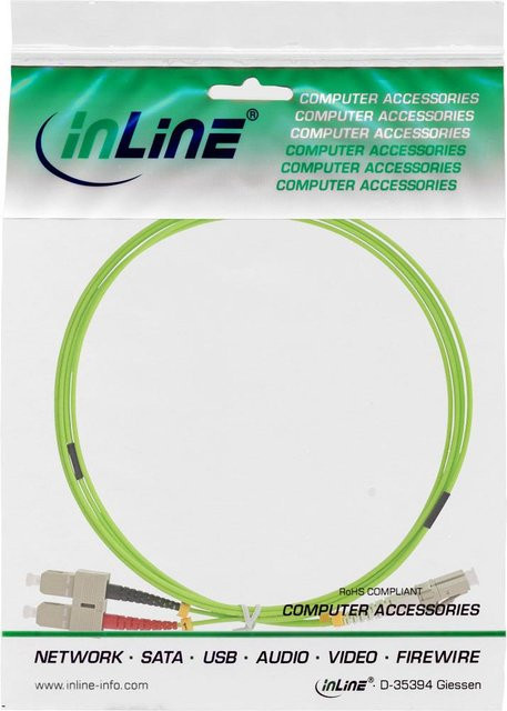 InLine Glasfaserkabel Grün 7,5m mit 2x LC und 2x SC Anschlüssen (88647Q) - Bild 1
