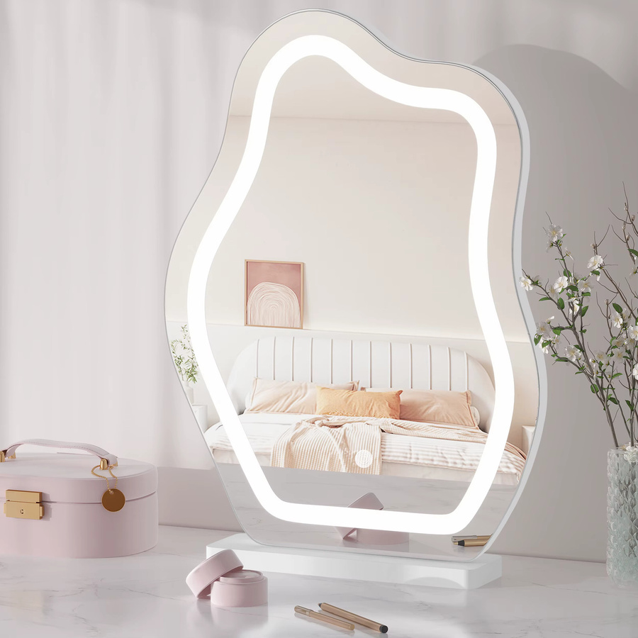 WOLTU Make-up-Spiegel in Wolkenform, weiß, dimmbarer Tischspiegel mit 3 Lichtfarben für Damen und Mädchen - Bild 2