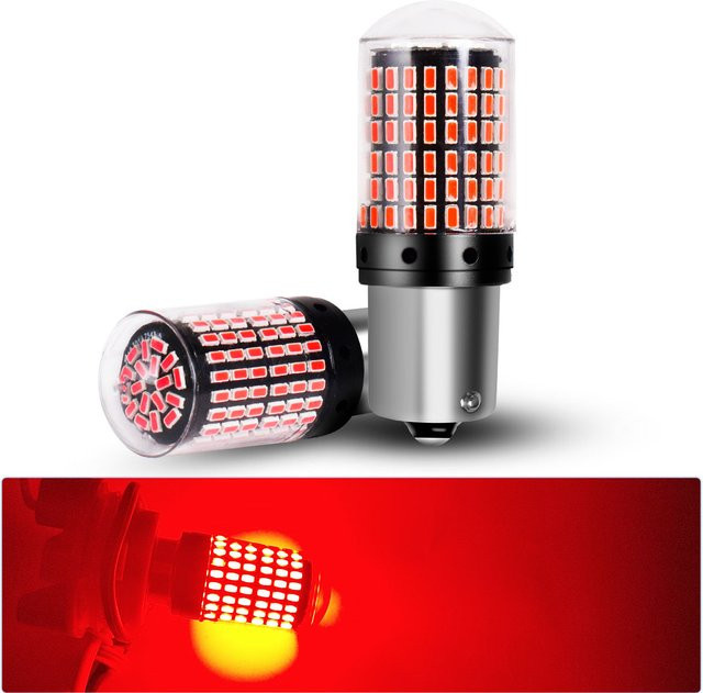 Hochleistungs LED Bremslicht und Rücklicht mit 144 SMD 3014 Chips, silberfarben, passend für BA15S P21W 1156 1157 W21W W21/5W P27/5W - Bild 1