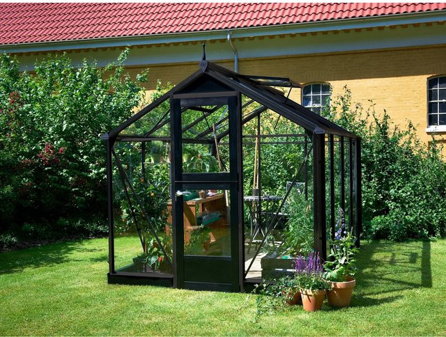 Juliana Gewächshaus Compact 6 in Anthrazit mit Sicherheitsglas und Satteldach - Bild 1