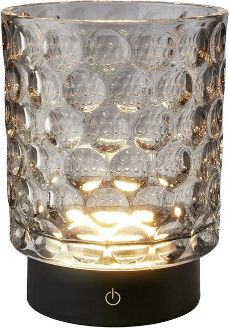 Brilo Akku-LED-Tischleuchte Sunora aus Glas mit Touch-Funktion und Dimmfunktion in Grau - Bild 1