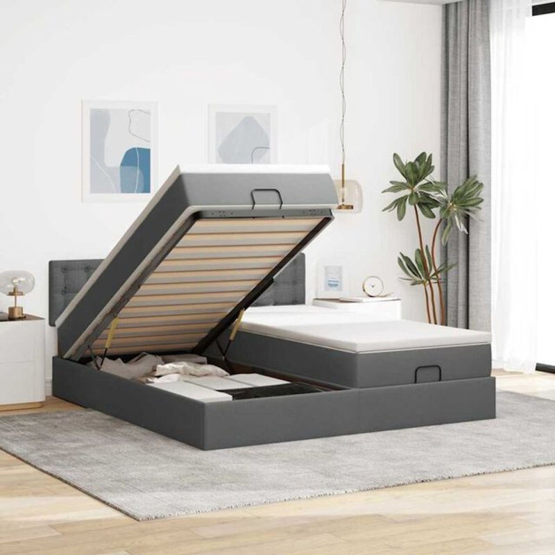 Vidaxl Ottoman Polsterbett mit Matratzen und LED in Dunkelgrau, B/T: 180 x 200 cm - Bild 1