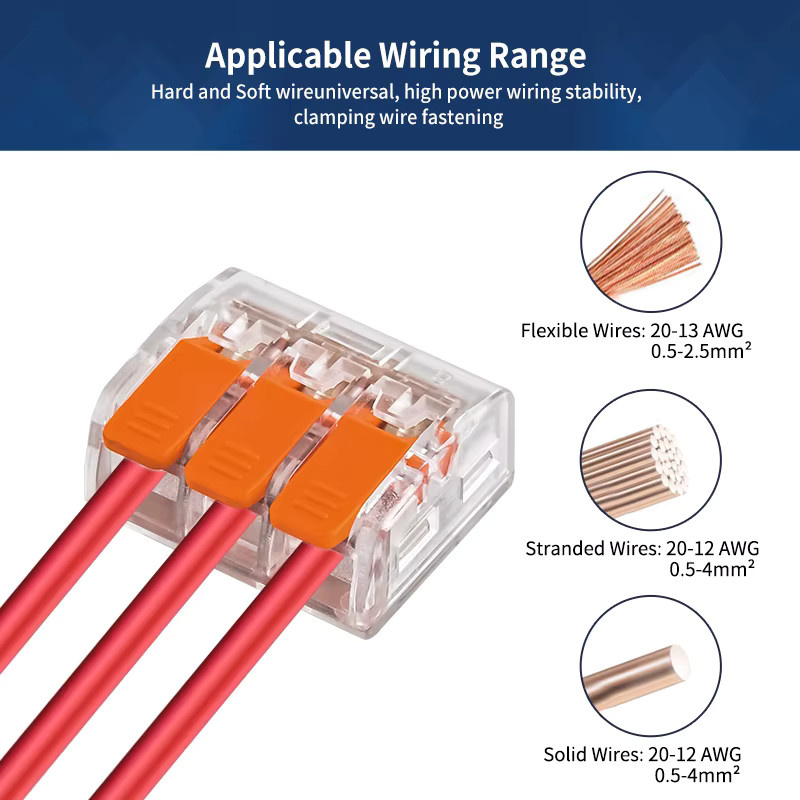 JINH 30er Set Schnelle Hebel Drahtstecker Elektrische Spleißklemmen Transparent, 5 Ports, Kapazität 0,2-4mm2 - Bild 2