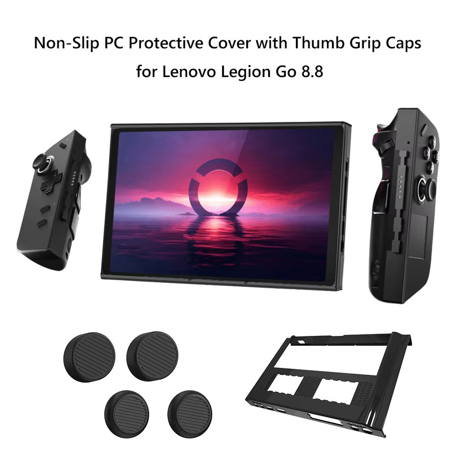 Stoßfeste Schutzhülle aus PC mit 4 Daumengriff-Kappen für Lenovo Legion Go in Schwarz - Bild 4