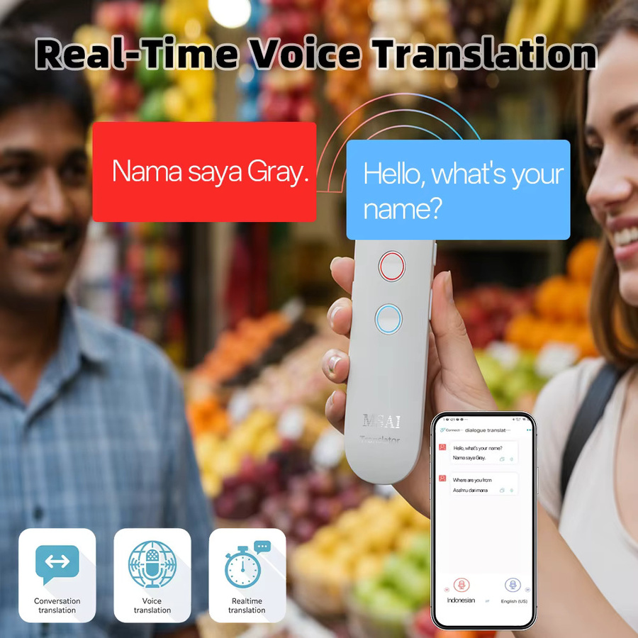 MSAI T4 Bluetooth Übersetzer in Weiß mit Echtzeit-Sprachübersetzung für 131 Sprachen und Zwei-Wege-Audio-Transkription für deine Reisen - Bild 4