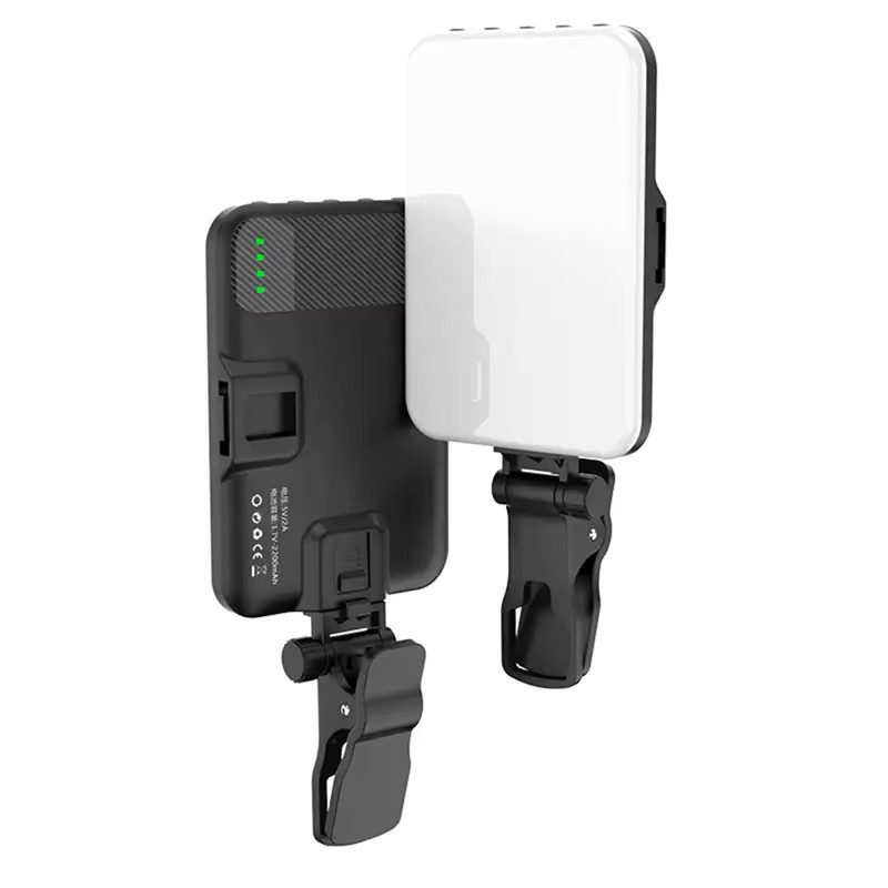 Wiederaufladbare LED-Clip-Videoleuchte in Schwarz mit 3 Lichtmodi und 2200 mAh Akku für Selfie und Videokonferenzen - Bild 5