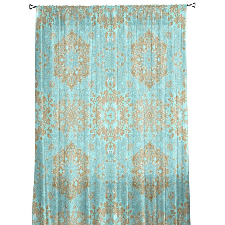 Yiran Furniture Transparentes Tüll-Fensterdekoration mit Arabischem Blumenmuster aus Organza, Breite: 135 cm, Höhe: 274 cm - Bild 1