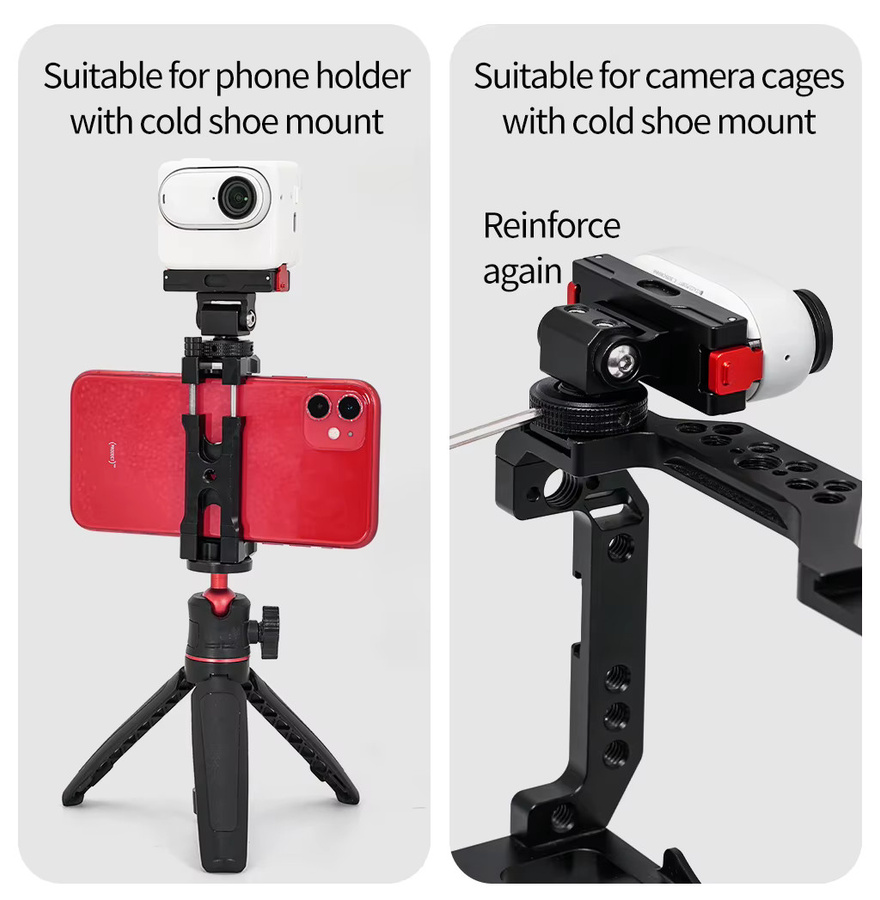Magnetische Schnellverschlusshalterung mit Ladestation und Kaltschuh-Adapter für Insta360 Go 3S, verstellbare Lenker-Kamerahalterung - Bild 4