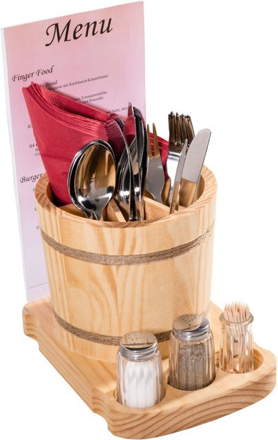 PULSIVA Tisch-Besteckbehälter Brio aus Holz in Natur mit Fächern, B/T/H: 16,5 x 24,5 x 22 cm - Bild 1