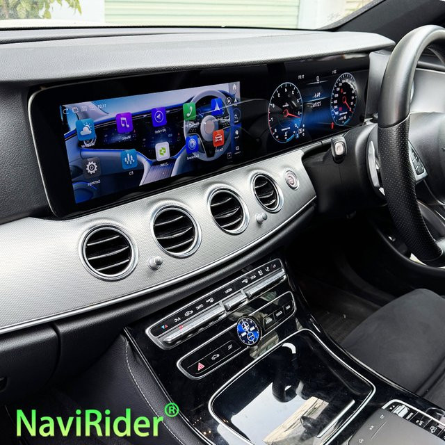 NAVIRIDER Dual 12,3-Zoll Autoradio mit Carplay, GPS-Navigation und 4G für Benz E200 E300 W213 2016-2018, Schwarz - Bild 1