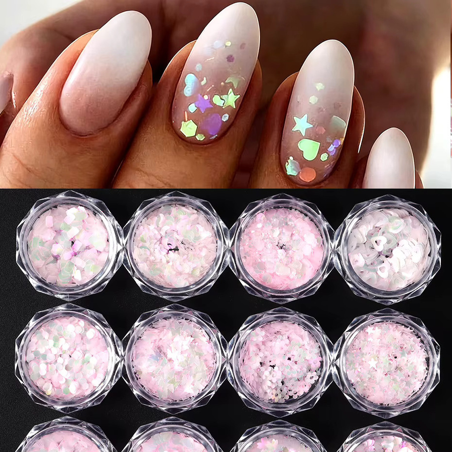 Full Beauty Nagelpailletten Rosa, Holographische Flocken, 12 Boxen - Bild 2