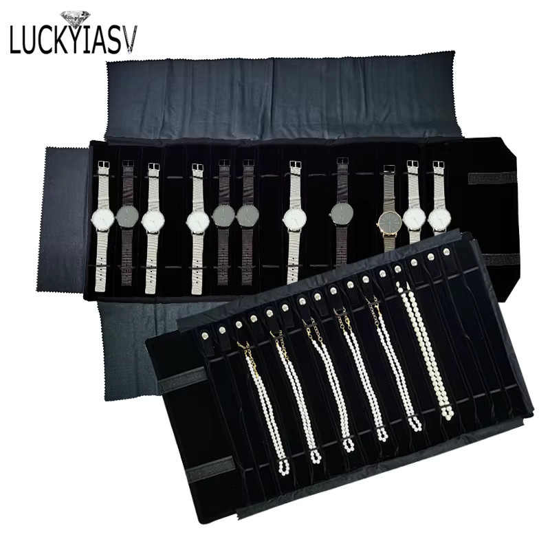 luckyiasv Schmuck-Aufbewahrungsbeutel, Samt, Schwarz, Unisex - Bild 1