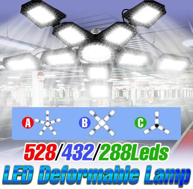 CanLing 400W LED-Garagenleuchte E27, verformbare Deckenlampe in Weiß für Werkstatt, Keller und Stadion - Bild 1