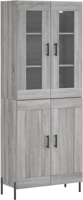 vidaXL Highboard Grau Sonoma mit Glastüren und Regalen, B/T/H: 69,5 x 34 x 180 cm - Bild 1