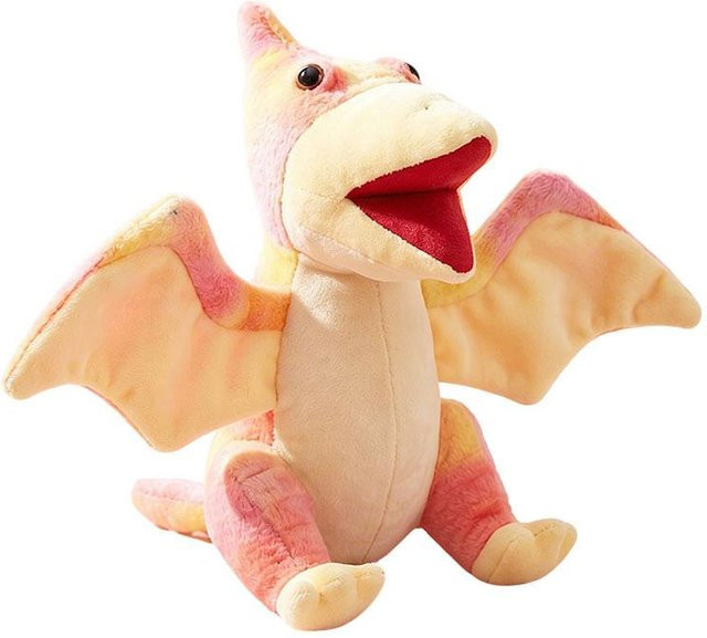 Kleine farbige Dinosaurier-Stofftiere, Tyrannosaurus, Triceratops, Flugsaurier, Gelb, ab 14 Jahren - Bild 1