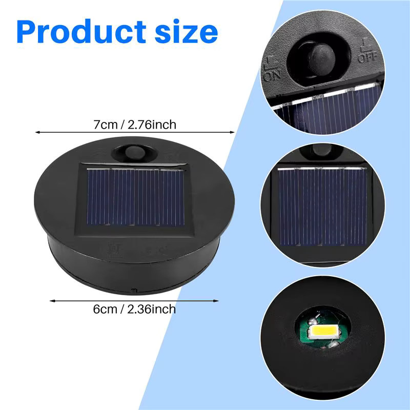 FEDI 5er Set Ersatzteile für Solarleuchten mit warmweißen 7 Lumen LED, wasserdicht, Schwarz/Weiß - Bild 5