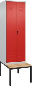 C+P PSA Doppel-Spind Classic PLUS Sitzbank mit 2 Abteilen, Buche-Hartholz und Sicherheits-Drehriegel, B/T/H: 212,0 x 60,0 x 81,5 cm - Bild 1