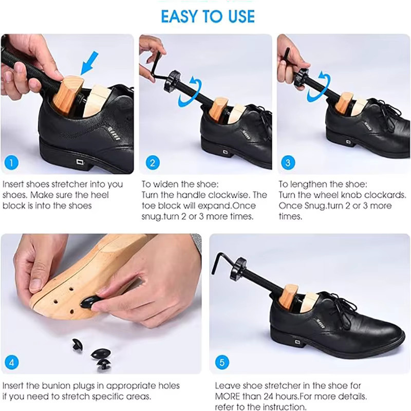 Repacego Holz-Schuhspanner in Braun, verstellbarer Schuhdehner für Männer und Frauen, Unisex Schuhhalter zur Längen- und Breitenverlängerung - Bild 2