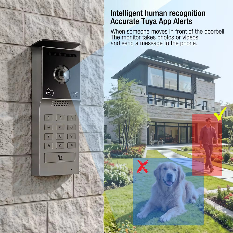 Tuya Wifi Smart Home Video Türtelefon mit 1080P Kamera und 7 Zoll Touch Monitor als 2-Draht Sicherheitssystem in Schwarz - Bild 5
