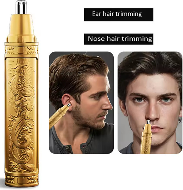 Ohr- und Nasenhaarschneider für Herren, gold, batteriebetrieben - Bild 1