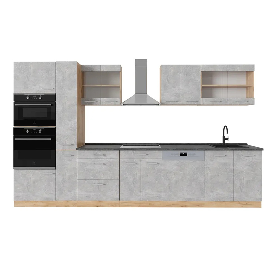 Vicco R-Line Küchenzeile Beton Goldkraft Eiche in Anthrazit, Breite: 350 cm - Bild 2
