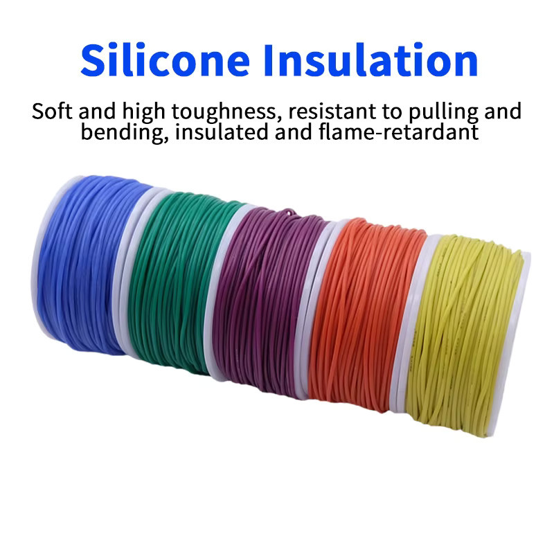 Flexibles Silikondraht-Set aus verzinnter Kupferleitung in 5 Farben für DIY-Elektroprojekte, verschiedene AWG-Stärken - Bild 3