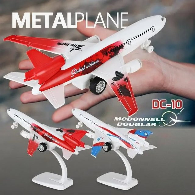 Boeing 727 McDonnell Douglas DC-10 Advanced Flugzeugmodell, Metall, Rot, Weiß - Bild 1