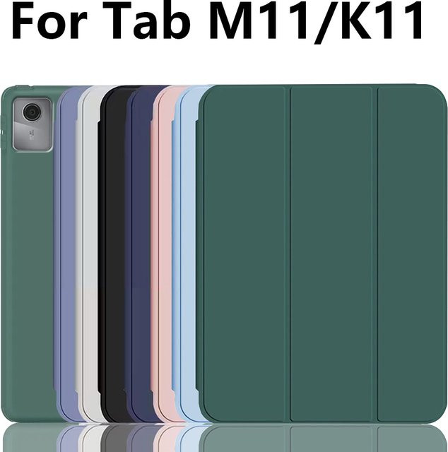 PHYLYN Schutzhülle für Lenovo Tab M11 und Tab K11 LTE 11 Zoll 2024 TB330FU aus PU-Leder mit Standfunktion und Auto Wake/Sleep in Weiß oder Blau - Bild 1