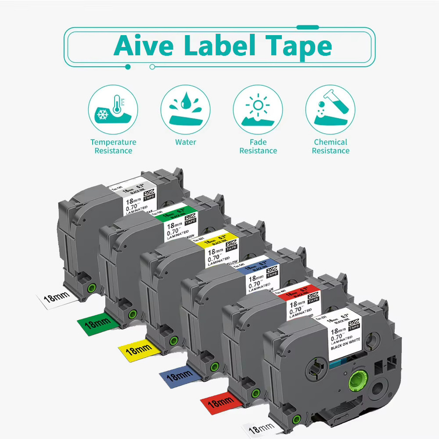 6er-Pack AIVE kompatibles Etikettenband für Brother P-Touch, laminiertes TZ-Band, Breite: 18 mm, Multicolor - Bild 3