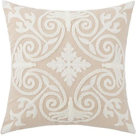 KORAN Kissenbezug aus Leinen mit floraler Bestickung im nordischen Stil, Farbe: beige, B/T/H: 45 x 45 cm - Bild 1