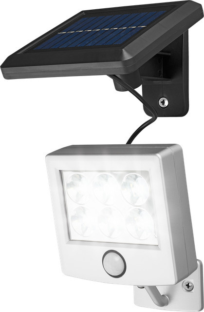 LIVARNO LED-Solarstrahler in Silber mit Bewegungsmelder und Dämmerungssensor, IP44 wetterfester Garten-Flutstrahler mit separatem Solarpanel - Bild 1
