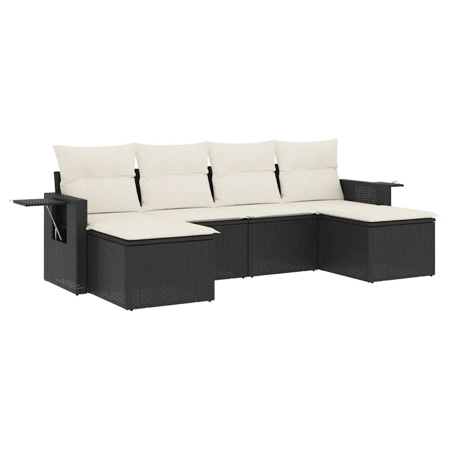 vidaXL 6-teilige Garten-Sofagarnitur aus PE-Rattan in Schwarz mit Sitzkissen und Stauraum - Bild 2