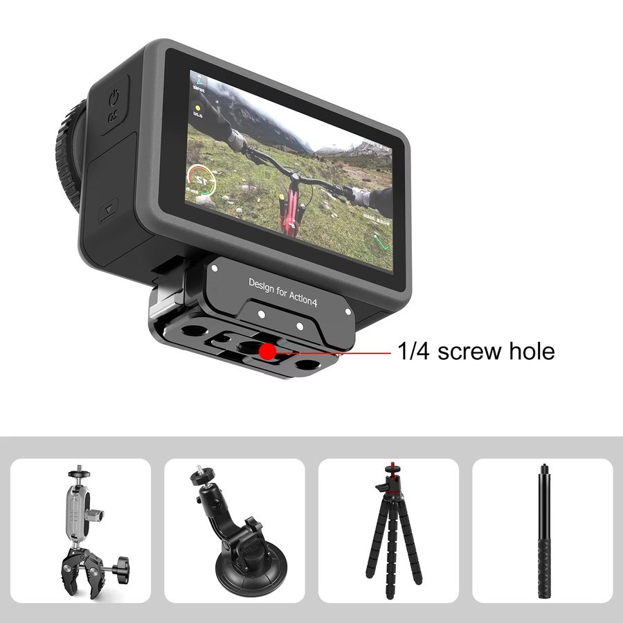 PULUZ Magnetische Schnellspanner Metallbasis aus Aluminium für DJI Osmo 360, DJI Osmo Action 5 Pro, 4 und 3 in Schwarz - Bild 3