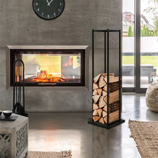 ML-Design Kaminholzregal aus Metall in Schwarz, B/T/H: 33 x 33 x 115 cm - Bild 1