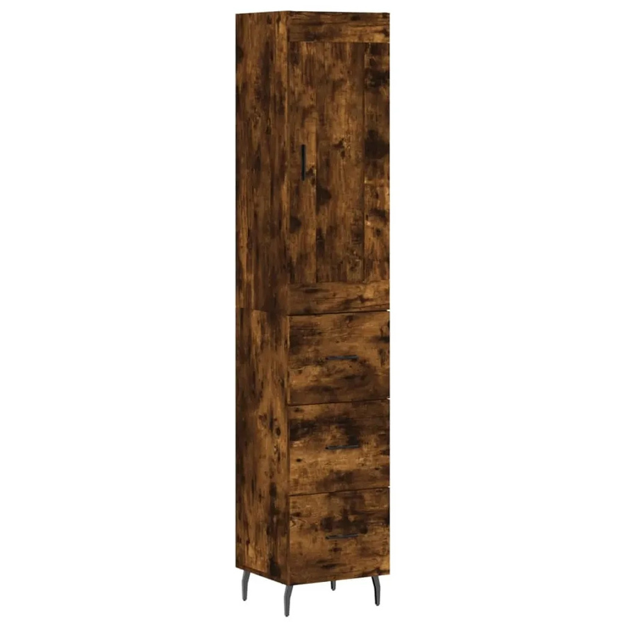 vidaXL Highboard Räuchereiche in Braun aus Holzwerkstoff und Metall, B/T/H: 34,5 x 34 x 180 cm - Bild 2