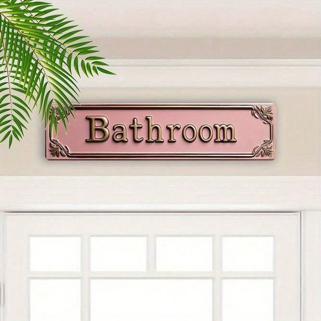 Vintage-Badezimmerschild aus Metall von CIFBUY in Rosa – Rustikale Blech-Wanddekoration für dein Zuhause, Café oder die Toilette - Bild 1