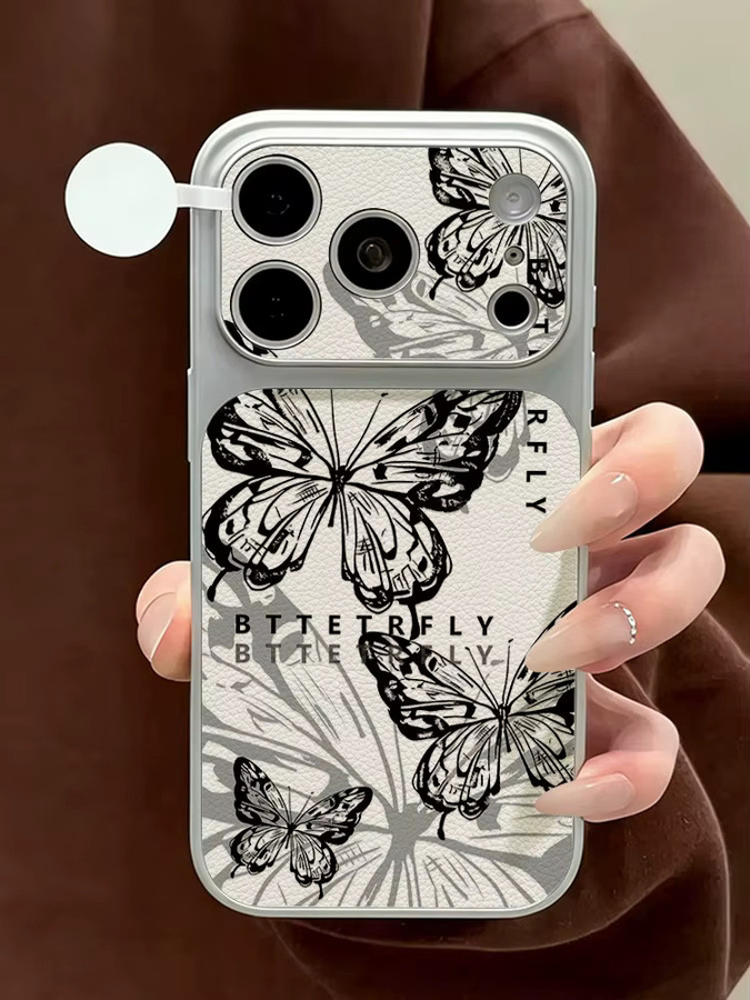 Stoßfeste Kunstfell-Handyhülle mit Schmetterlingsdruck für Apple iPhone 17 Air 16 15 14 13 12 11 Pro Max in Multicolour mit mattem Finish - Bild 7