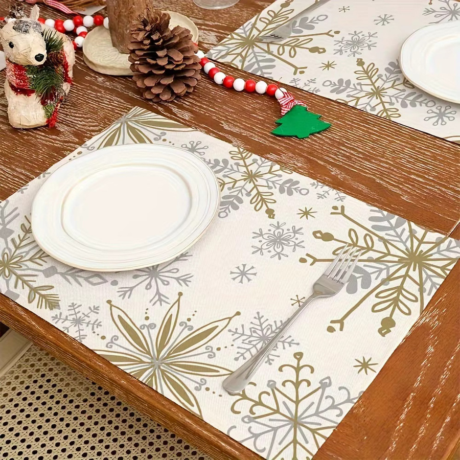VIKAMA 4-teiliges Tischset Schneeflocken Design Multicolor für Weihnachtsdekoration - Bild 2