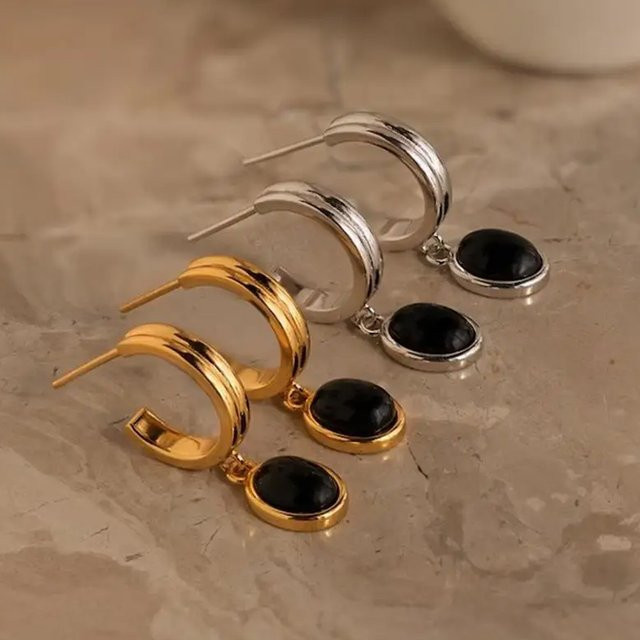 Erpels Creolen, Obsidian, Schwarz, Damen - Bild 1