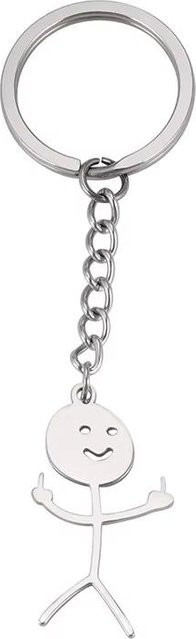 YIRAN Schlüsselanhänger Edelstahl, Mittelfinger Strichmännchen, Unisex, gray - Bild 1