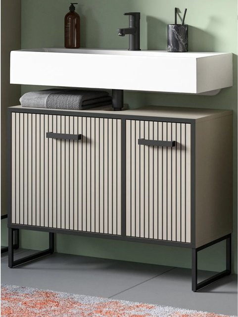 Inn.Furn Waschbeckenunterschrank Scana in Sand mit Soft-Close-Türen und internen Regalen, Breite: 80 cm, Höhe: 63 cm, Tiefe: 36 cm - Bild 1
