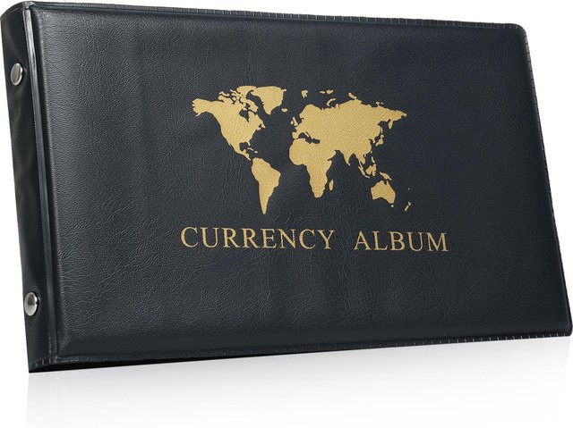 Binchi Outdoor Product Banknoten Sammelalbum aus PU-Leder mit 40 Fächern und 20 Seiten in Schwarz - Bild 1