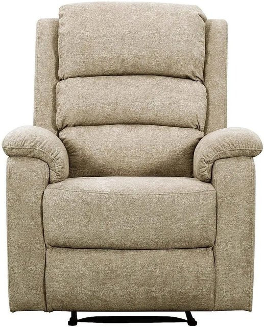 Vente-unique Relaxsessel Nevers in Taupe und Beige aus Stoff mit Armlehnen, Höhe: 86 cm - Bild 1