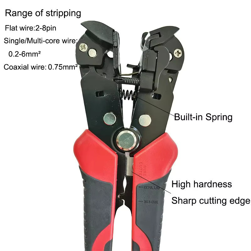 WEELEE 3-in-1 Automatischer Abisolierer 8 Zoll für 10–24 AWG Voll- und Litzendrähte in Blau und Rot - Bild 4
